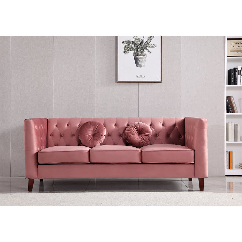 Shonetta 81.5'' Velvet Sofa, Rose Velvet