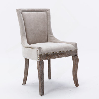 Side Dining Chair,Thickened fabric chairs with neutrally toned solid wood legs