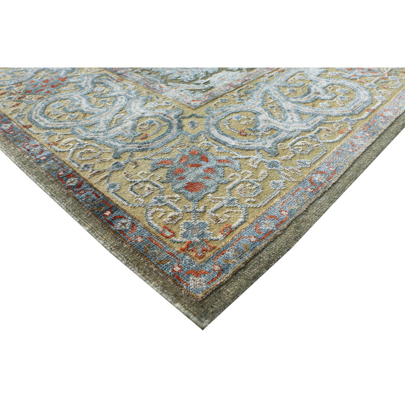 Hand Knotted Area Rug in Camel/Beige, Rectangle 8' x 10'