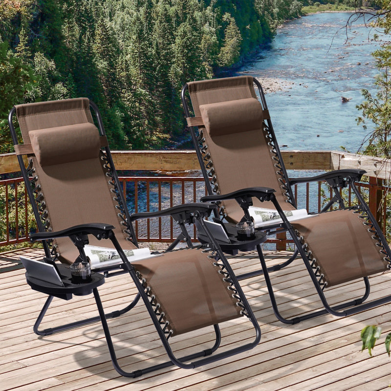 Chaise pliante zéro gravité Cynar (ensemble de 2), Brun