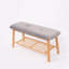 Banc à chaussures rembourré 35,6 po avec tablette de rangement pour le vestibule, coussin en velours gris-499489617-481239190