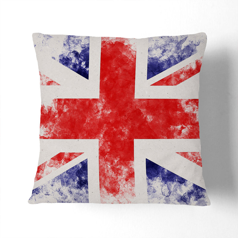 Union Jack British Flag Vol.1 Watercolour Scatter Cushion, 55cm H x 55cm W x 20cm D, Black