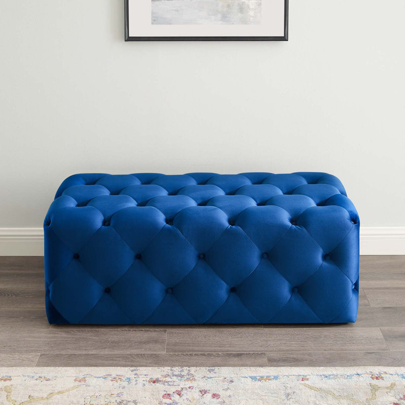 Modway Amour Tufted Button Entryway Bench, Navy, 16.5" H x 48" W x 19" D