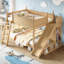 Lit superposé double au-dessus de double avec tablettes de rangement, lit superposé en bois massif avec glissière et échelles, conception à profil bas, naturel-1206176464