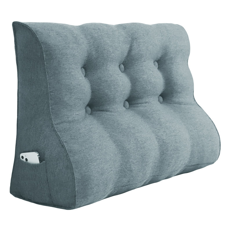 Triangular Backrest Cushion, Grey, 56cm x 100cm