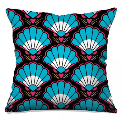 Blue White Shells Pattern Double Sided Throw Pillows