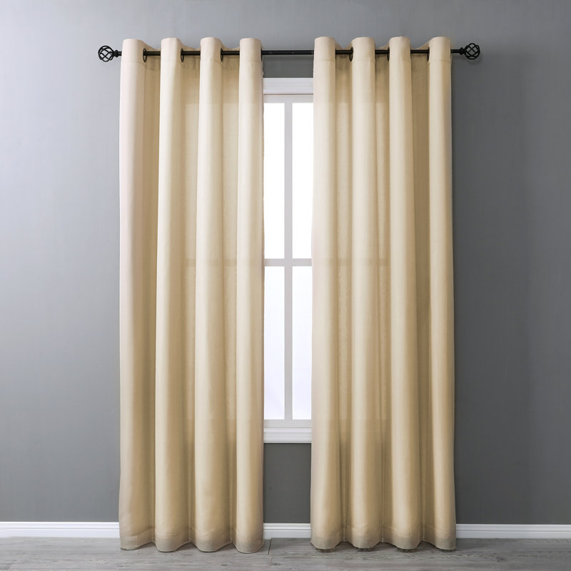 Panneau de rideau simple semi-transparent thermique de couleur unie avec œillets Galion, Blanc, l 54 po x L 84 po