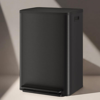13 Gal Stainless Steel Step Trash Can, 50L Kitchen Garbage Bin, Soft Close Lid, Removable Liner, Black
