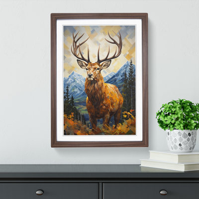 Stag Hard Edge Painting No.2 - Single Picture Frame Print on Wood
