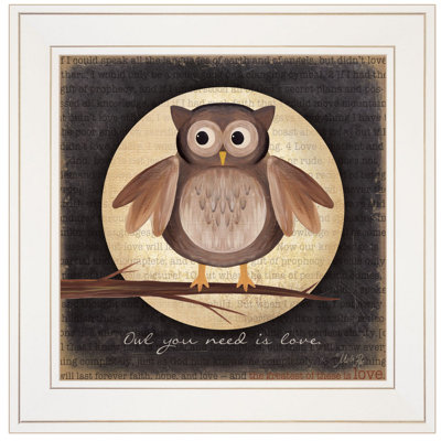 «Owl You Need is Love», art mural encadré pour le salon et la maison par Marla Rae