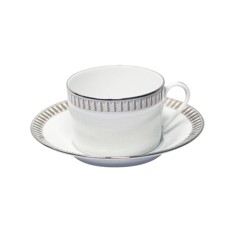 Plumes Porcelain Teacup, Platinum