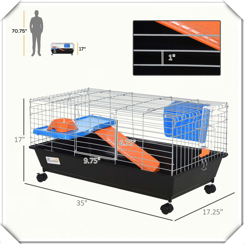 Cage à roulettes pour petits animaux, Noir