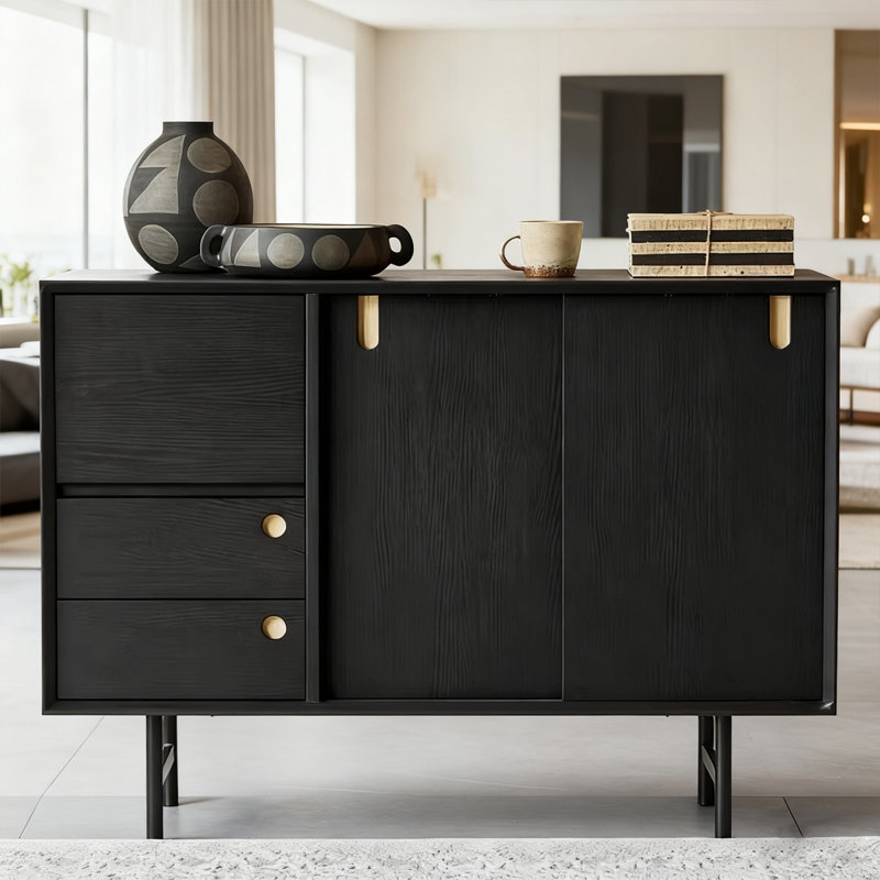 Buffet fonctionnel, portes coulissantes et tiroirs doubles, H 33,86 po x l 55,12 po x P 15,75 po