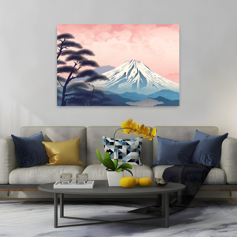 Art contemporain contemporain, paysage de montagne abstrait, H 40 po x l 60 po