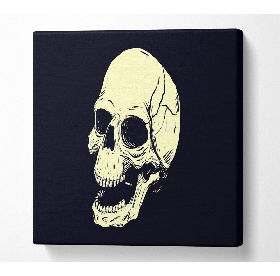 Lachender Totenkopf Square Canvas Druck