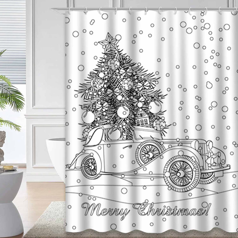 Rideau de douche blanc imperméable, rideaux de douche pour la salle de bain avec 12 crochets, 72" L x 72" W