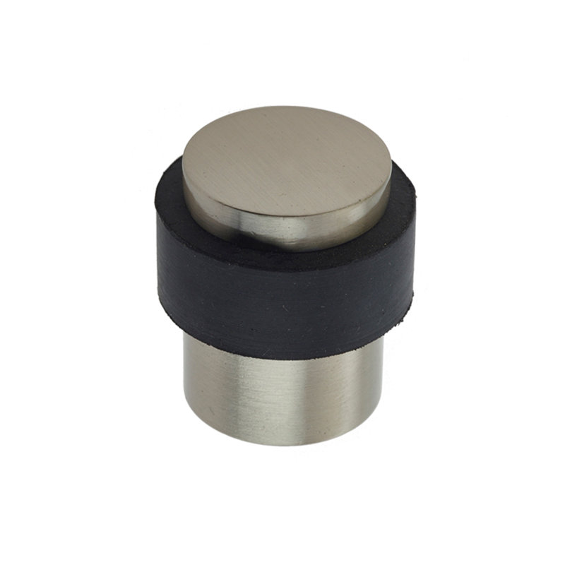 Zinc Floor Fixed Door Stop, Satin Nickel