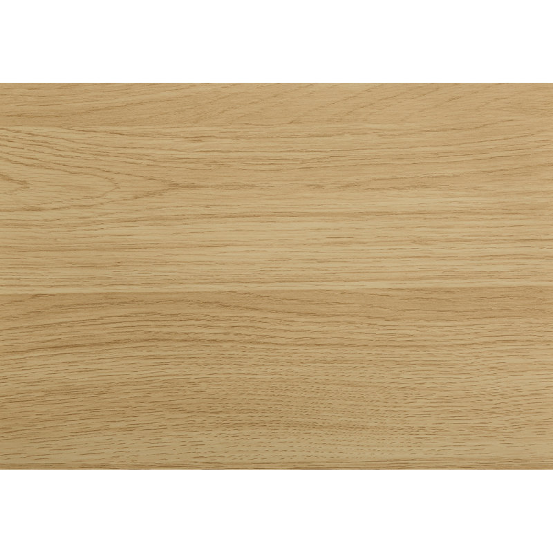 Table d'appoint moderne avec rangement, finition stratifiée naturelle et structure en métal blanc, compartiment décoratif contemporain, design pour chambre à coucher.