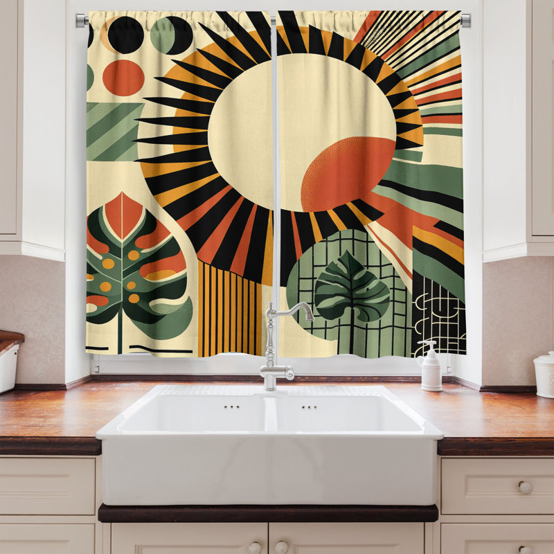 Monstera Kitchen Curtain, 55" W x 24" L