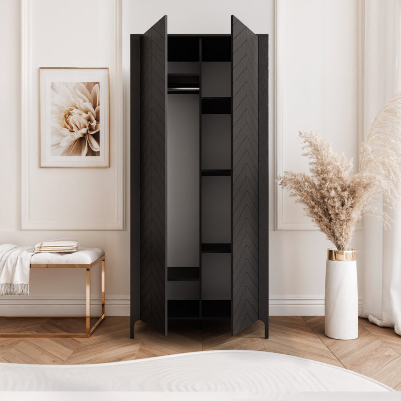 Manufactured Wood Wardrobe, Black