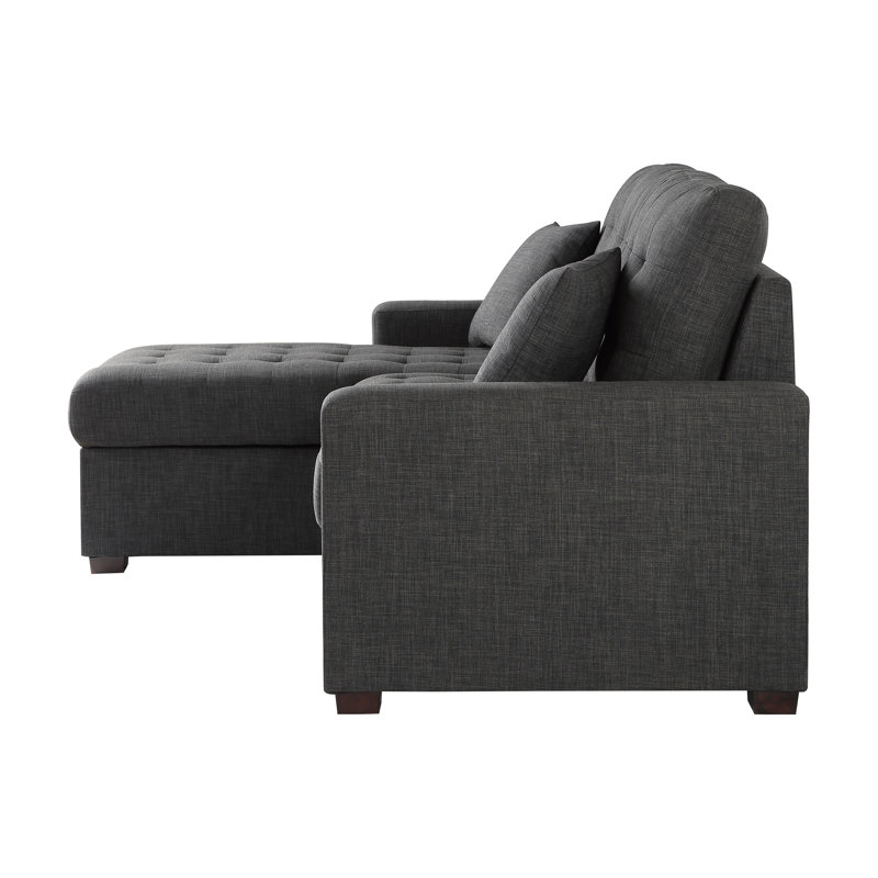 Jerrud Sectional With Right Chaise, 38" H x 87" W x 61"D, Left Hand Facing, Herman Dark Gray Polyester
