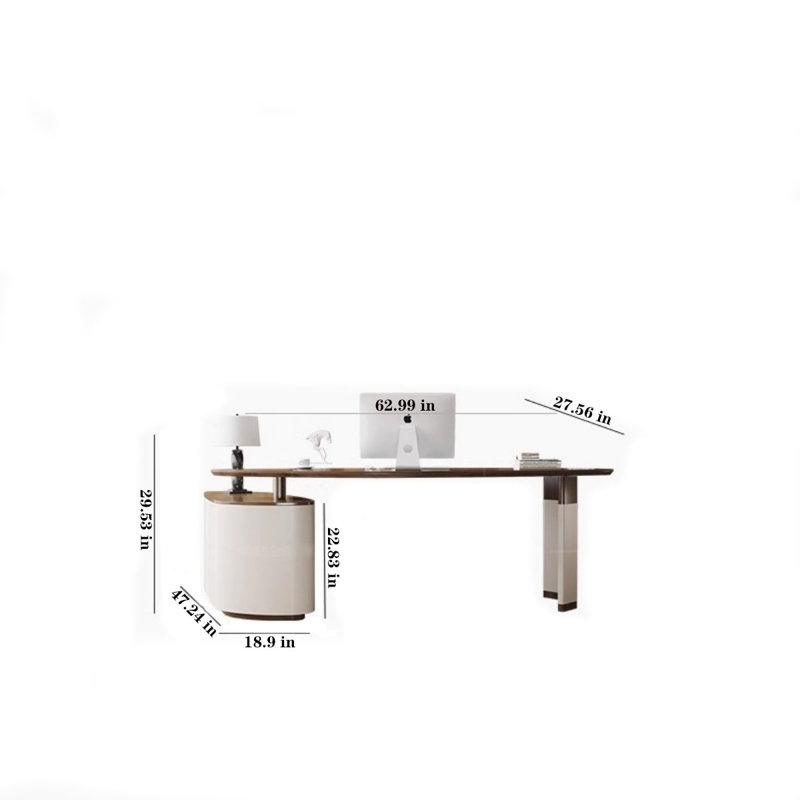 Table de bureau de qualité supérieure en bois massif avec art, H 29,53 po x l 62,99 po x P 27,56 po