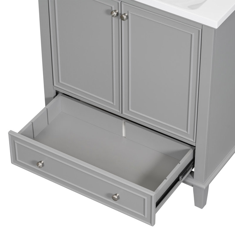 Meuble-lavabo 30 po sans lavabo, base seulement, armoire de salle de bain multifonctionnelle avec portes et tiroir, structure solide et panneau en bois aggloméré