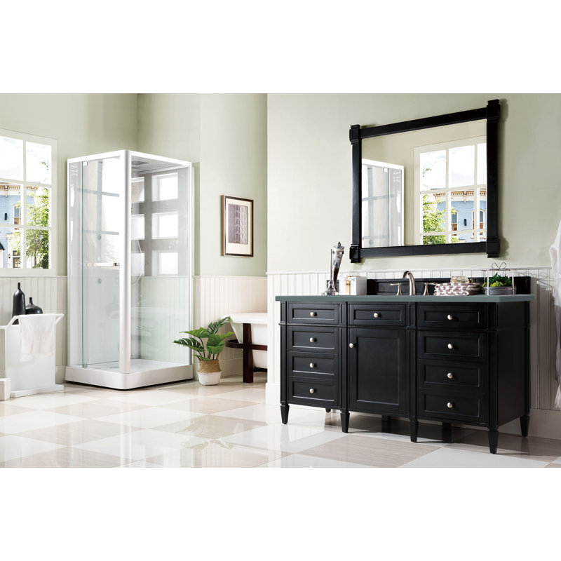 Meuble-lavabo simple 60 po Dussault, Pierre de savon anthracite, Noir onyx, 8 po