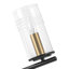 Luminaire de meuble-lavabo moderne à 3 lumières noir mat et doré 22 po avec abat-jour en verre transparent nervuré à la main | Applique murale en verre texturé style Mid-Century | Base E12 | Homologué ETL