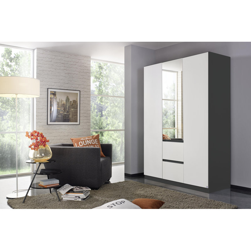 Nidda 3 Door Wardrobe, Alpine White/Metallic Grey