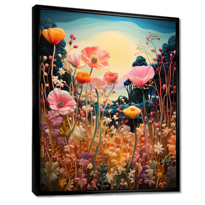 «Vibrant Wildflowers Lake Sunset», art mural lac