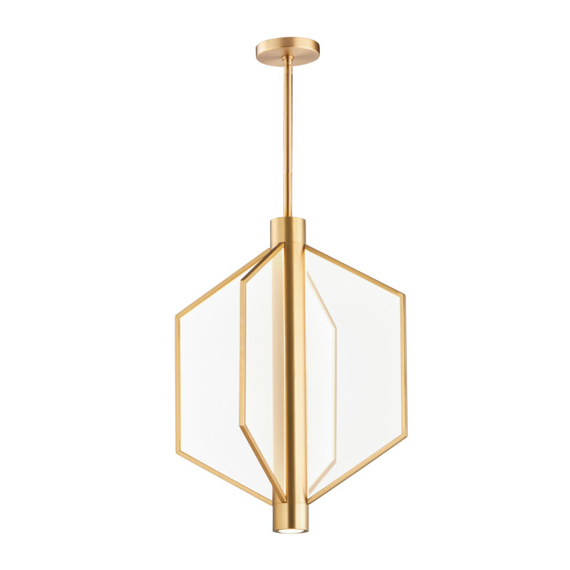 4 - Light LED Geometric Pendant, Natural Aged Brass