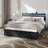 Queen Bed with 2 Drawers and Open Storage Headboard, Adjustable LED Light and Charging Station, No Box Spring Needed-289183714-289183727