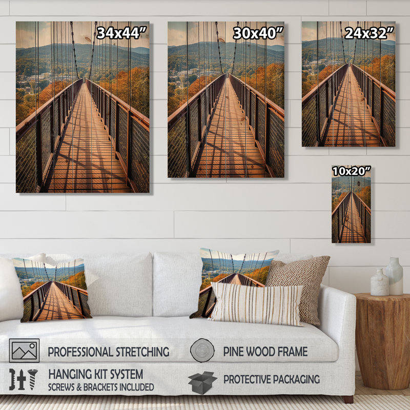 Yarra Gatlinburg Skybridge, Tennessee, impression sur bois, H 32 po x l 24 po x P 0,78 po