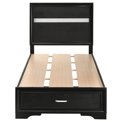 SantaAna 51-inch Wood Twin Storage Panel Bed Black