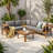 4 Pieces Outdoor Acacia Wood Sofa Set L-Shaped Patio Furniture Sofa Set with Coffee Table Outdoor Conversation Set with Cushions-569912763-569912761