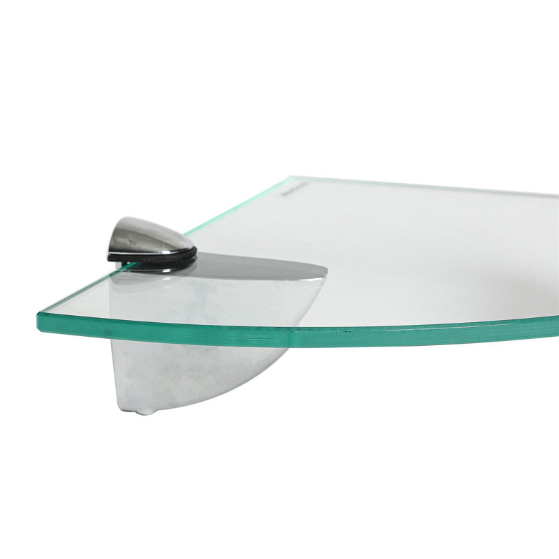 Harbour Housewares - Floating Glass Corner Shelves with Silver Brackets - Set of 2, 0.50cm H x 20cm W x 20cm D