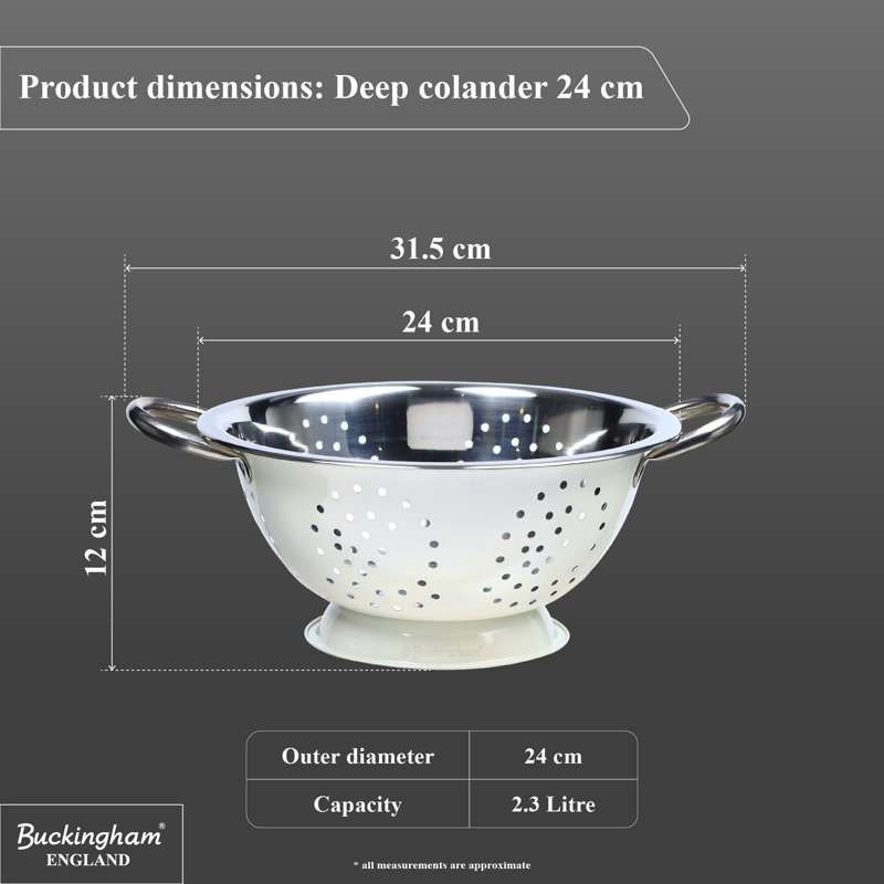 Buckingham Stainless Steel Deep Colander, Cream