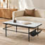 Ensemble de 3 tables d'appoint élégantes avec plateau en verre trempé et plateau de table en marbre blanc