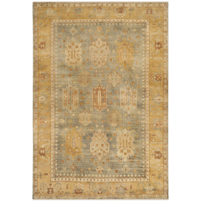 Oushak Oriental Hand-Knotted Wool Gray/Gold Area Rug