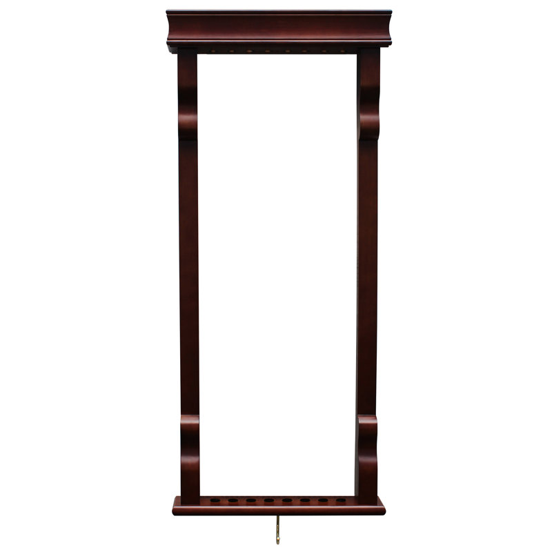 Hathaway Vintage Billiard Wall Cue Rack – 25.5-in W x 4.5-in D x 59.5-in H Solid Hardwood Pool Stick Holder for 8 Cues – Wall-Mounted Game Room Storage - Antique Mahogany Finish