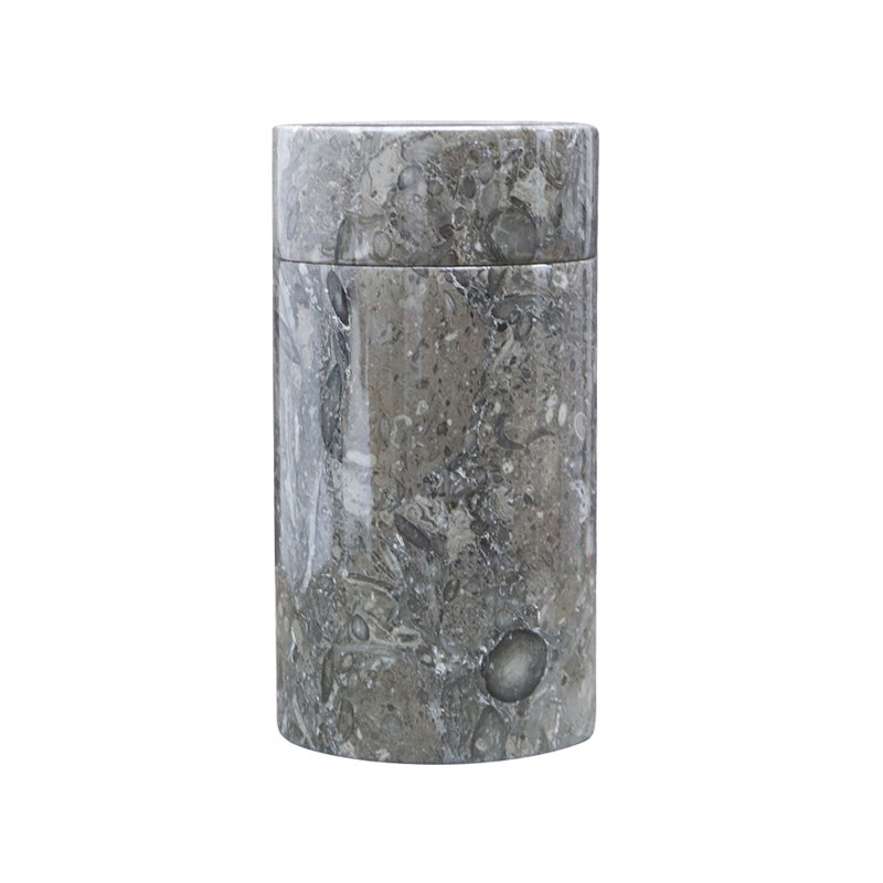 Urne décorative en marbre, petite taille, gris océan