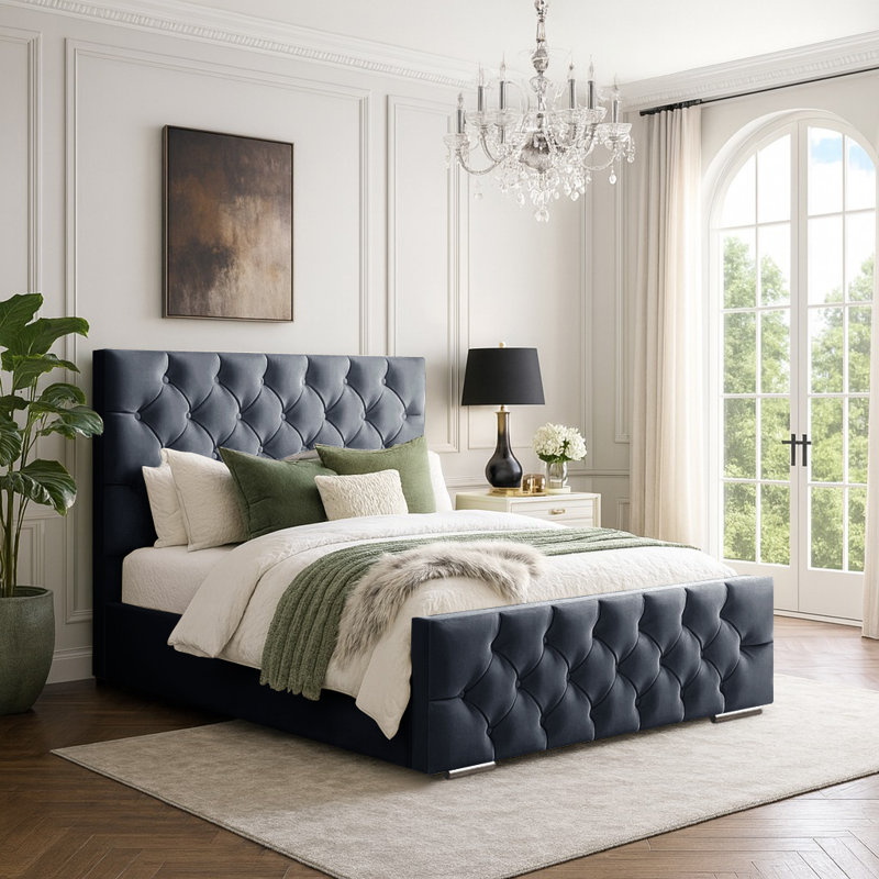 Bollman Upholstered Bed, Double (4'6), Steel