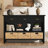 Vintage Console Table with Water Hyacinth Woven Baskets-1540569789