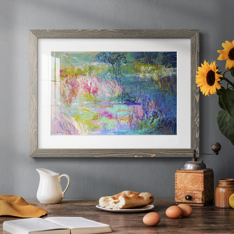 «Floating on a Dream», reproduction encadrée rustique avec tableau mat, Gris, H 26 po x l 38 po
