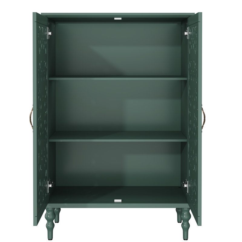 Armoire 47,2 "avec portes sculptées, armoire de rangement autoportante avec tablettes réglables, Vert
