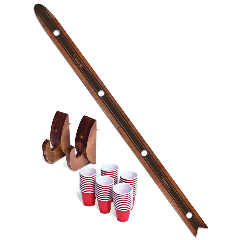 GoPong Das Shotten Ski - Bois rustique 4 personnes buvant du ski avec 50 verres à liqueur en plastique