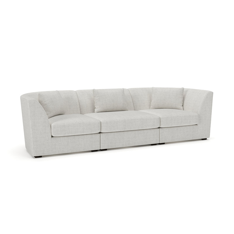 Krista 107" 3 - Piece Modular Sofa, Monique Oyster Textured Chenille