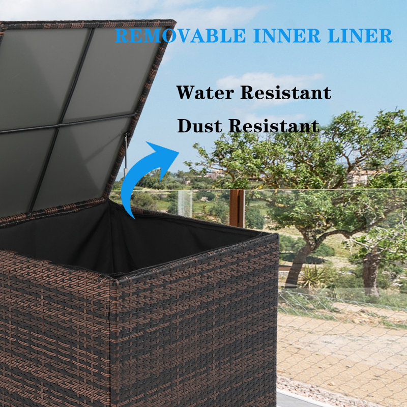 Winado 60 Gallons Gallon Water Resistant Wicker Deck Box in Brown