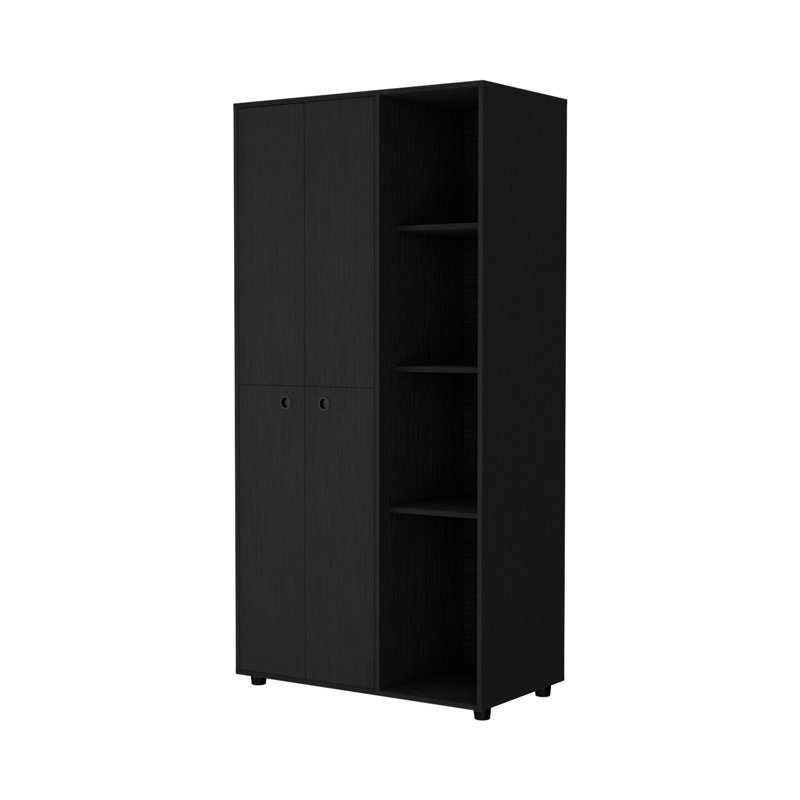 Black 1-Drawer Armoire Closet, Black